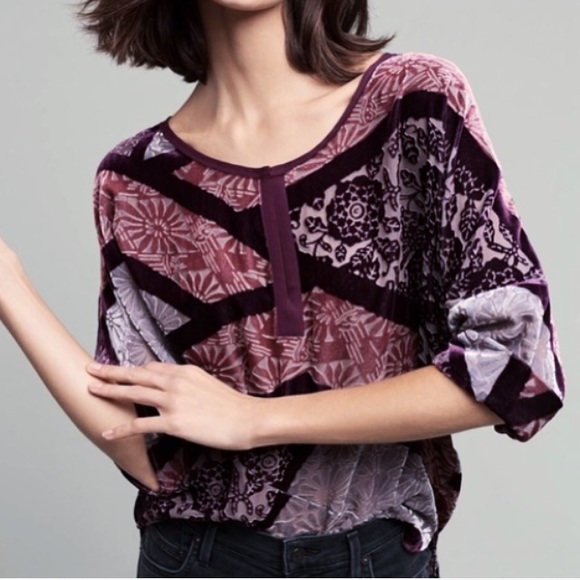 Anthropologie Tops - Anthropologie Tiny Purple Burnout Dolman Top